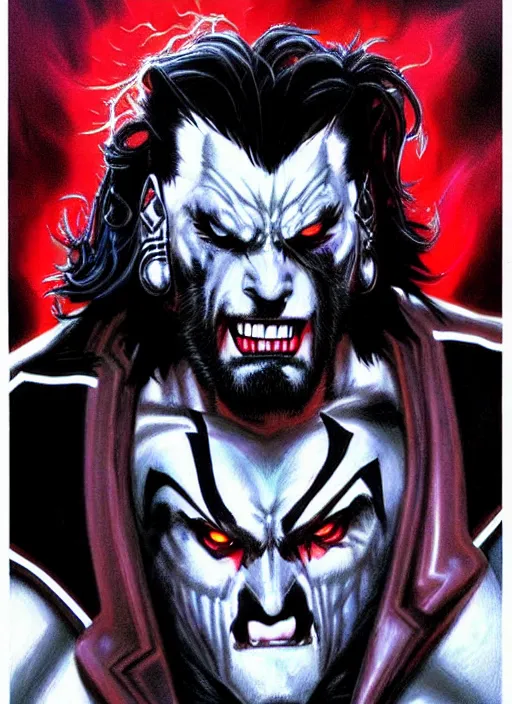 Image similar to lobo from dc comics movie poster art by jim warren