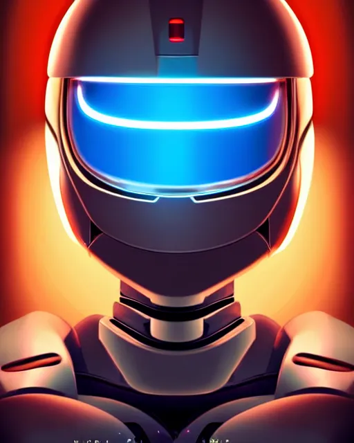 Prompt: portrait of a robot starship captain with a helmet video game character, digital illustration portrait design 3 / 4 perspective, detailed, gorgeous lighting, wide angle action dynamic portrait