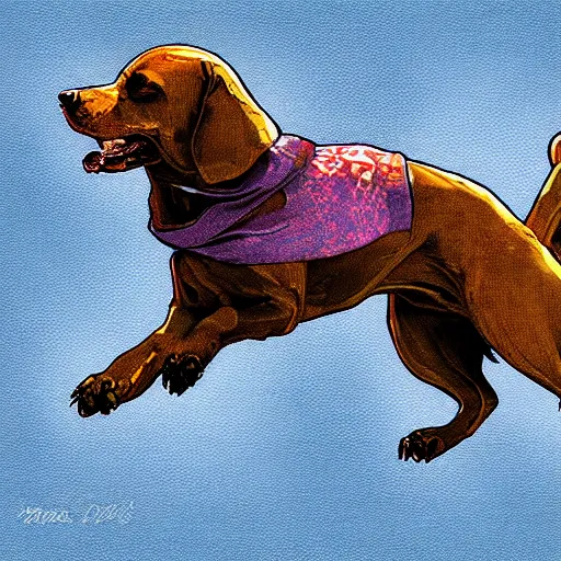 Prompt: flying dog, digital art