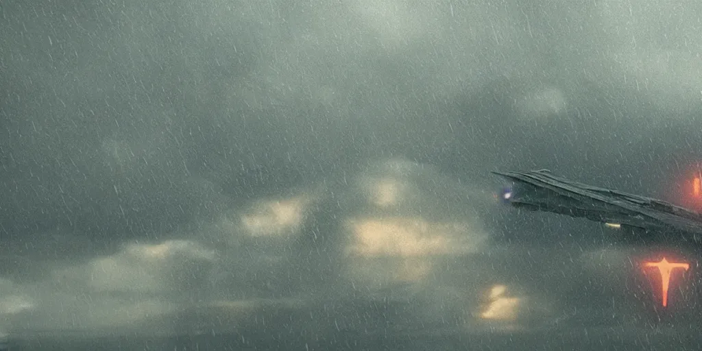 Image similar to screenshot from a renaissance airship cyberpunk cinematic masterpiece, rain, fps, cinematography, photo, photography, 4 k, by greg rutkowski, roger deakins