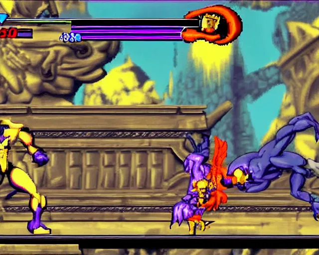 Prompt: Skeletor in Darkstalkers 3, arcade screen capture