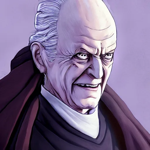 Image similar to portrait of sheev palpatine, anime fantasy illustration by tomoyuki yamasaki, kyoto studio, madhouse, ufotable, trending on artstation