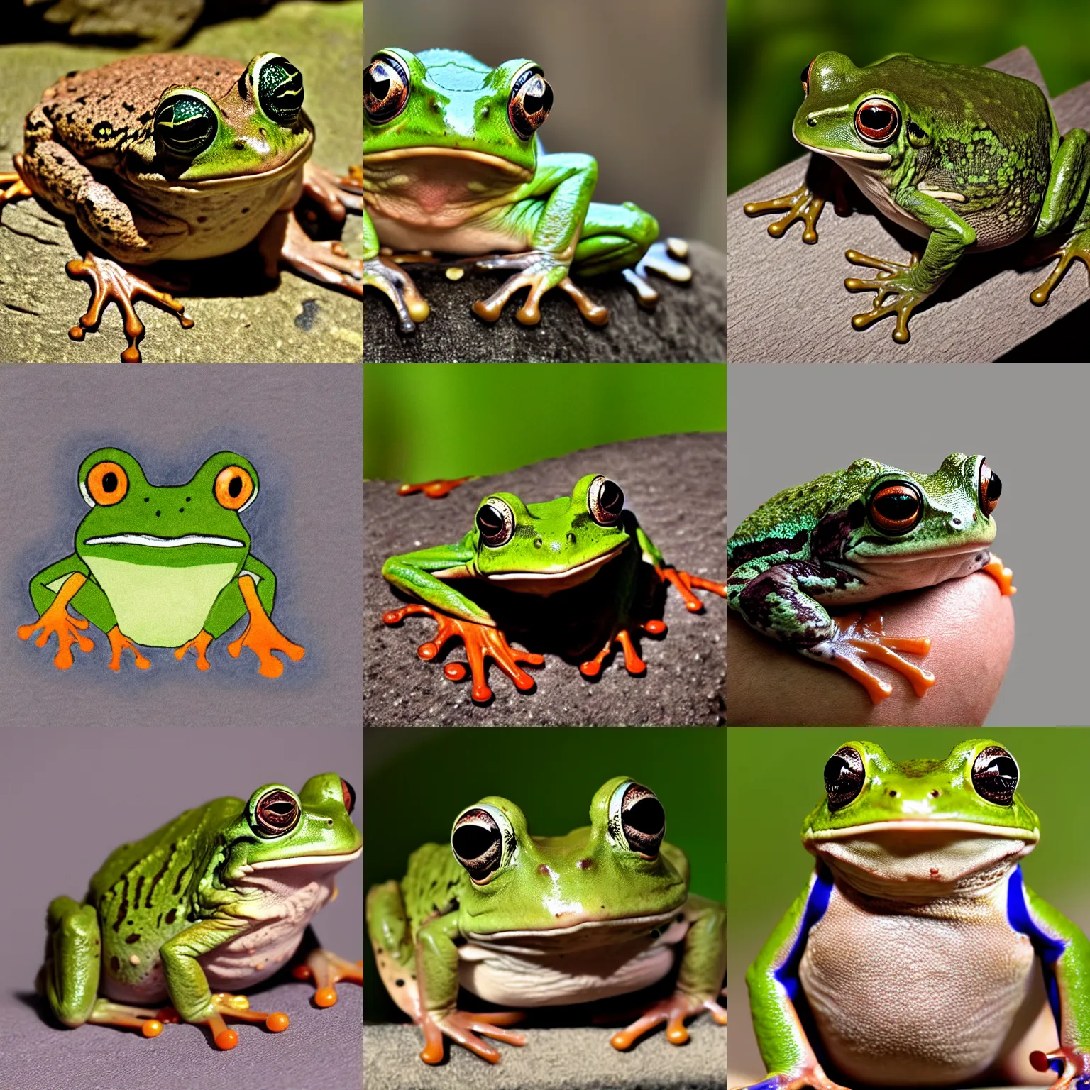 Prompt: a grumpy frog