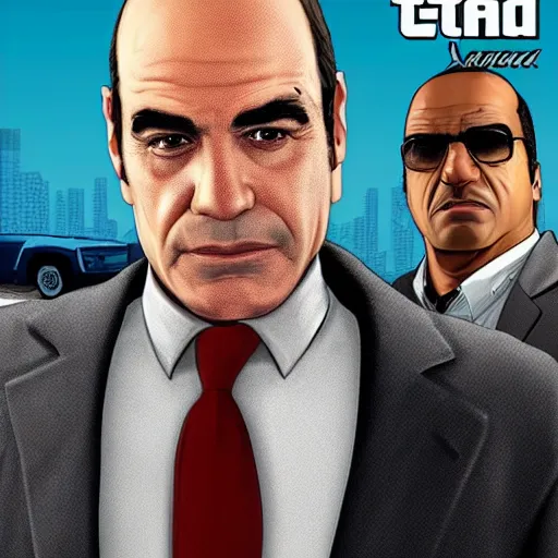 Image similar to Lalo Salamanca from Better Call Saul as a GTA character portrait, Grand Theft Auto, GTA cover art