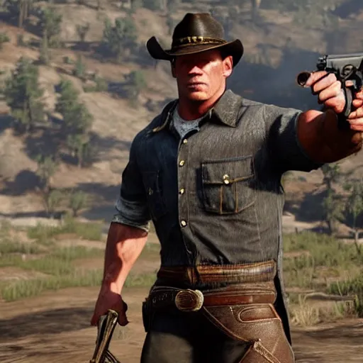 Image similar to John Cena in red dead redemption 2 4K detail