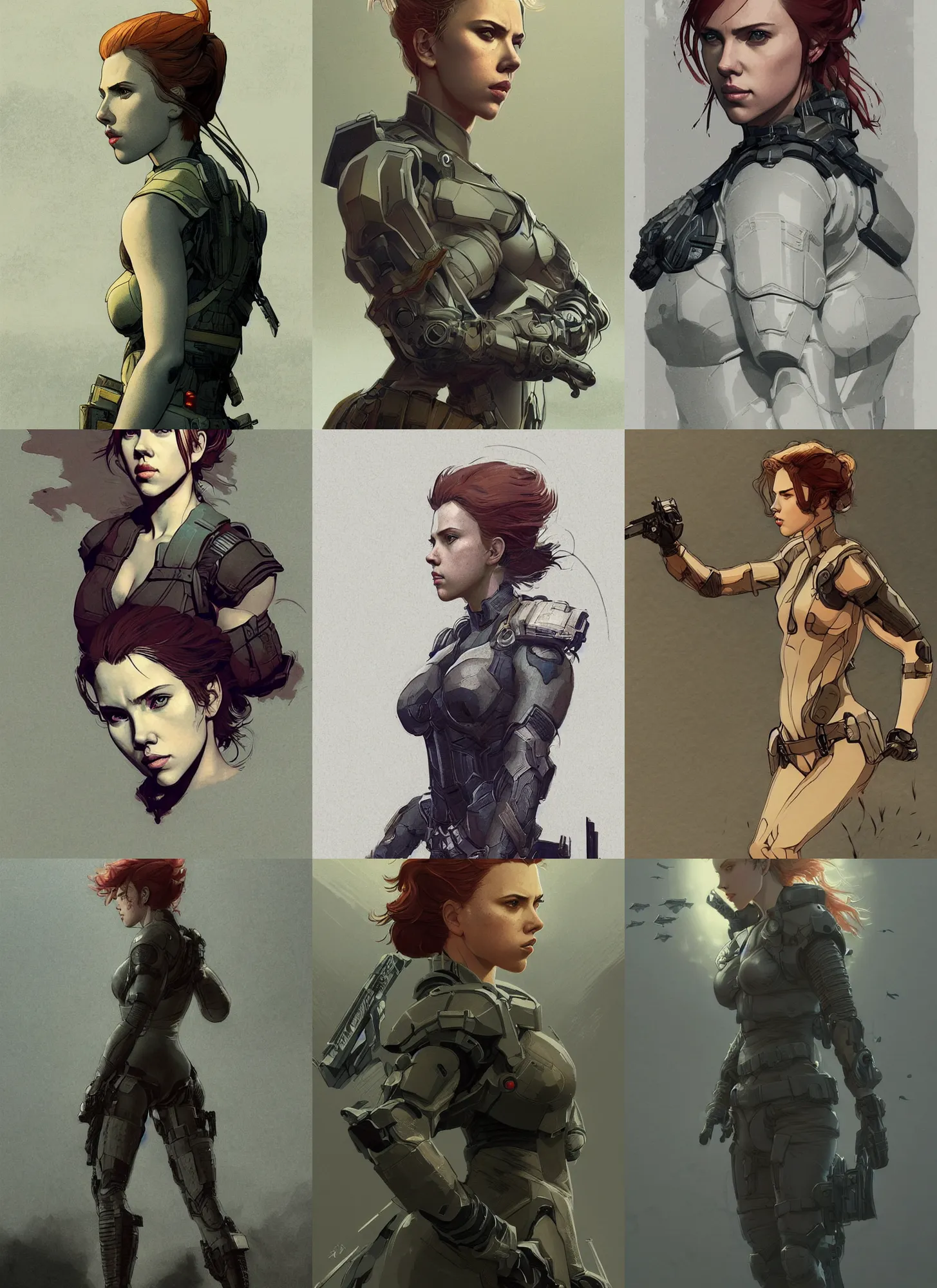 Prompt: scarlett johansson wearing metal gear armor art by Hokusai by greg rutkowski by wlop high detail comic sharp vector lineart dramtic lighting artstation by trevor henderson cinematic dramatic