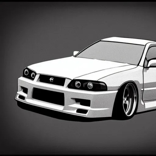 Image similar to sketches of a nissan skyline r 3 4 z tune b / w! dream