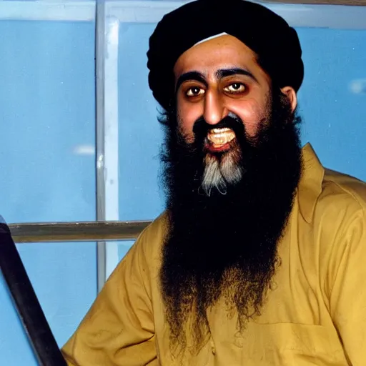 Prompt: Osama Bin Laden having the time of his life in Las Vegas