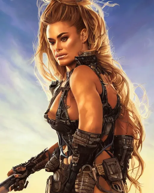 Prompt: Carmen Electra as an Apex Legends character digital illustration portrait design by, Mark Brooks and Brad Kunkle detailed, gorgeous lighting, wide angle action dynamic portrait