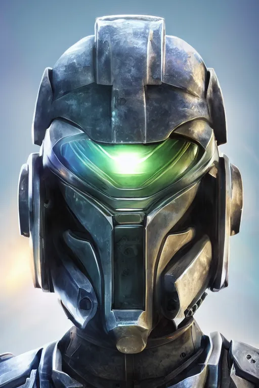 Image similar to robot ninja mask helmet halo master chief radiating a glowing aura global illumination ray tracing hdr fanart arstation by ian pesty and katarzyna da „ bek - chmiel