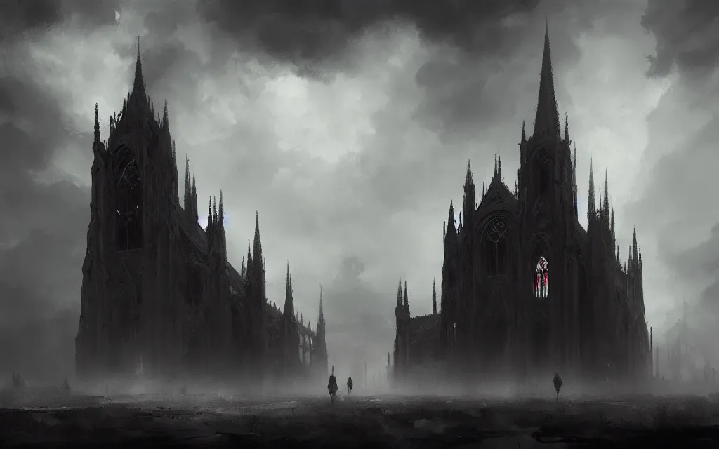 Prompt: a gothic cathedral in the clouds high quality, dramatic realistic digital painting artem demura