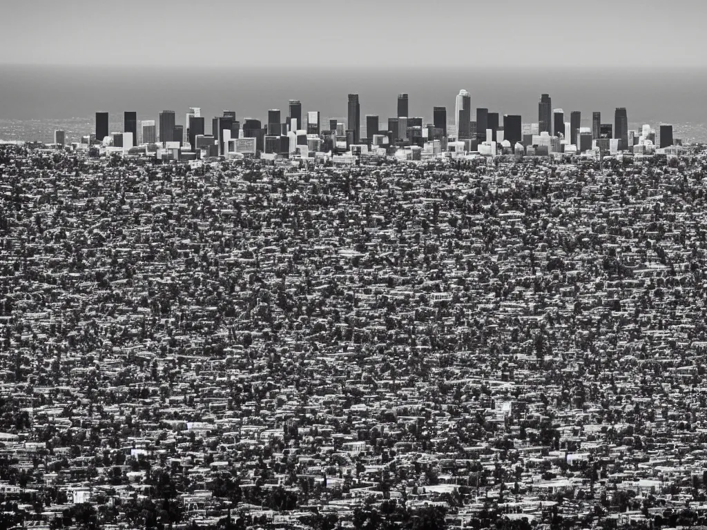 Prompt: “A black and white 90mm photo of Los Angeles”