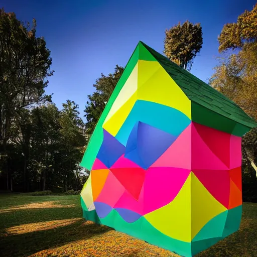 Image similar to a house made of colorful paper, award - winning photography