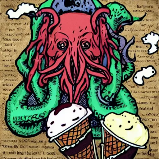 Image similar to cthulhu eating an ice - cream