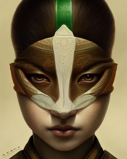 Prompt: symmetry, samurai, lines, brown skin, green iris, machine face, intricate, elegant, highly detailed, digital painting, artstation, cgsociety, concept art, smooth, sharp focus, illustration, yoshitaka amano, art by camille corot and karol bak and kim tschang yeul, 8 k