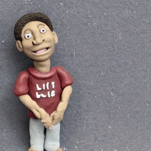 Prompt: lil b, made of clay, claymation