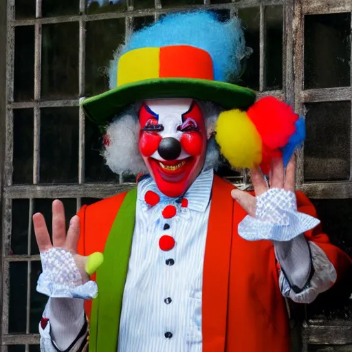 Image similar to clown waving hello