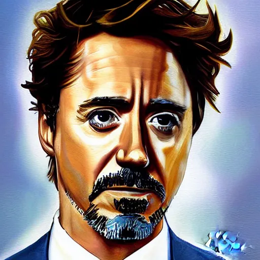 Prompt: portrait of justin trudeau or robert downey junior by greg ruthkowski