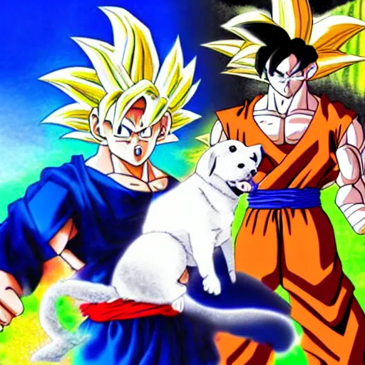 Image similar to goku with a dog