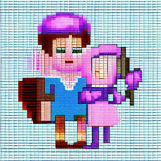 Prompt: young adult couple, 1 6 bit pixel art snes sprites