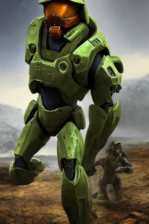 Image similar to scooby doo playing as master chief, oil on canvas, intricate, portrait, 8 k highly professionally detailed, hdr, cgsociety