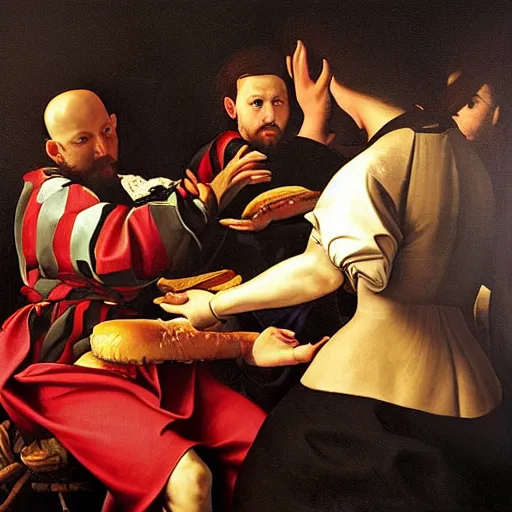 Prompt: family fighting at burger king, renaissance, high quality high detailed painting by caravaggio, hd, photorealistic lighting