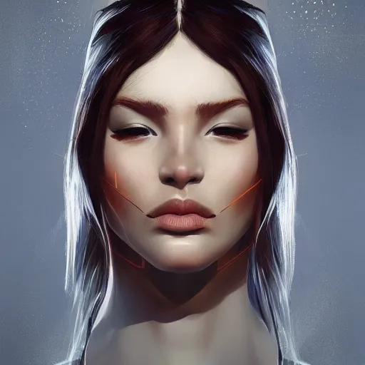 Image similar to concept art of scifi scientist by jama jurabaev, brush stroke, trending on artstation, upper half portrait, symmetry, headpiecehigh quality, extremely detailed