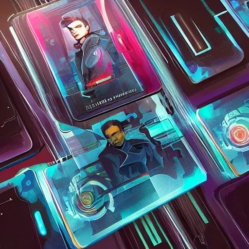 Image similar to Android Netrunner, digital painting, card game illustration, Android Netrunner