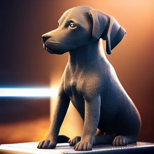 Prompt: puppy as a DJ, statue, 4k, volumetric lighting, hyper realistic