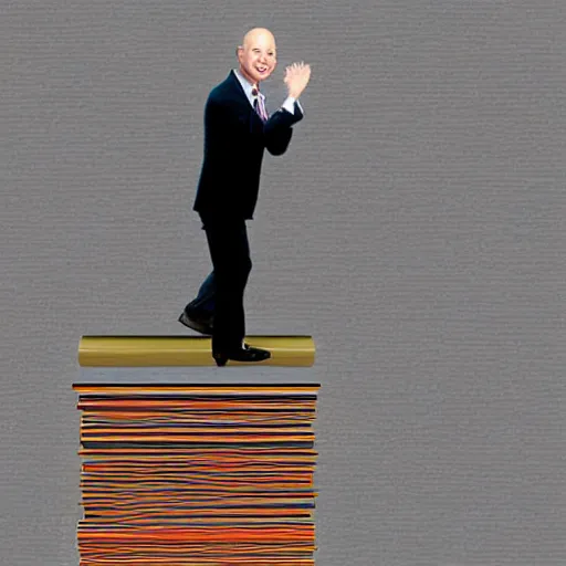 Prompt: digital art of jeff bezos cackling on top of a pillar of money