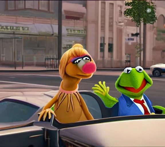 Prompt: the muppets in grand theft auto