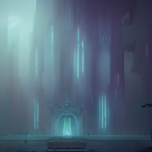 Image similar to misty chromatic astral temple , stylish, lsd, trending on artstation, cinematic, artwork by WLOP