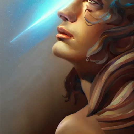 Image similar to Dramatic portraiture of Namenlos, the Cepheid god of lost things, gouache on canvas, trending on ArtStation, by Viktor Vasetnov and ArtGerm, luminism