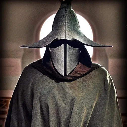 Image similar to photo of a futuristic plague doctor warrior