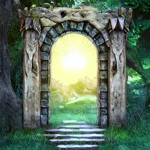 Image similar to a portal leading to a fantasy world full of things to explore