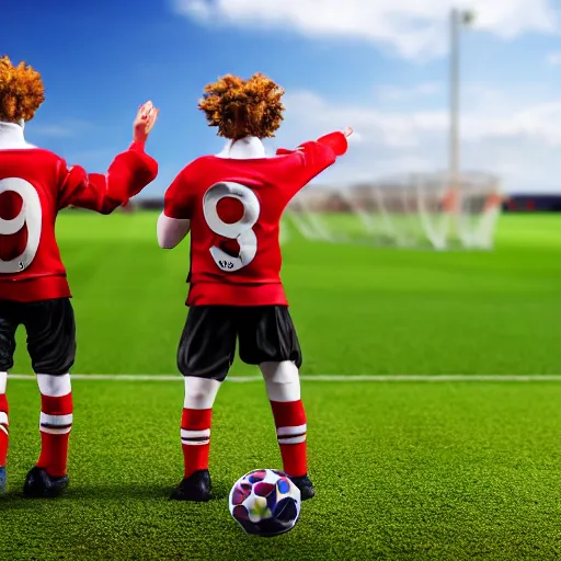 Image similar to clowns playing for man united, photorealistic, dramatic, 4 k, sharp focus