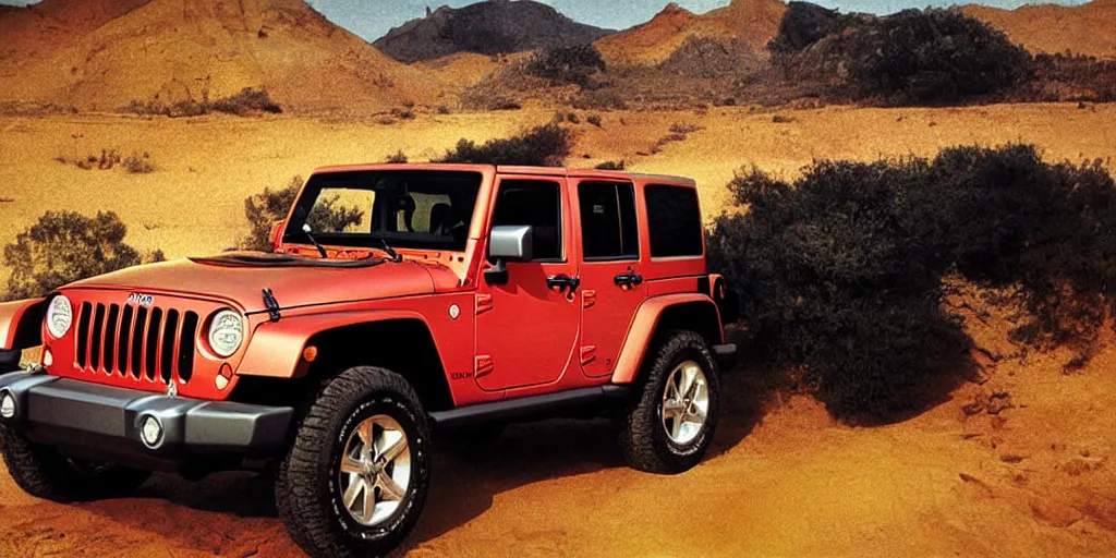 Prompt: Jeep Wrangler, Painting, Ernst Haas