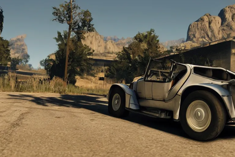 Prompt: photograph of a 1 9 2 2 delorean, by red dead redemption 2, by grand theft auto v