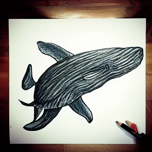 Prompt: “drawing of a flying whale by devin elle kurtz”