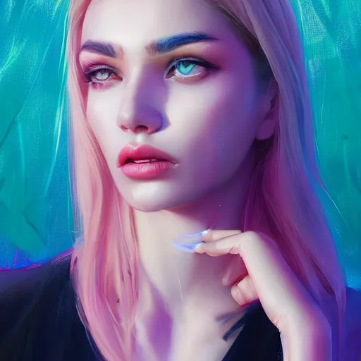 Prompt: electric woman, cute - fine - face, pretty face, oil slick hair, realistic shaded perfect face, extremely fine details, realistic shaded lighting, dynamic background, artgerm, 8 k ultra realistic, highly detailed, digital painting by sylvain sarrailh, alena aenami, jeremy lipkin, michael garmash, ando tadao, kan liu