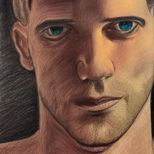 Image similar to a drawing of a man's face and neck, an ultrafine detailed painting by reynolds beal, behance, figurative art, outlined art, fauvism, art on instagram