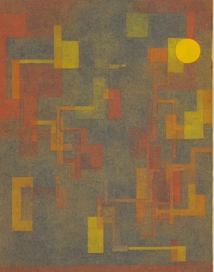 Prompt: hyper detailed industraial & utility flow field neural path by paul klee and josef albers