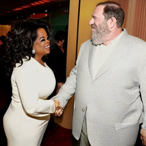 Prompt: oprah winfrey shaking hands with harvey weinstein