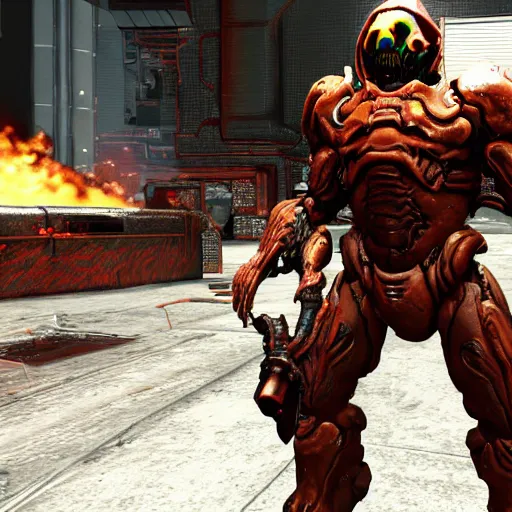 Image similar to DOOM game Cyberdemon in a call of duty style game