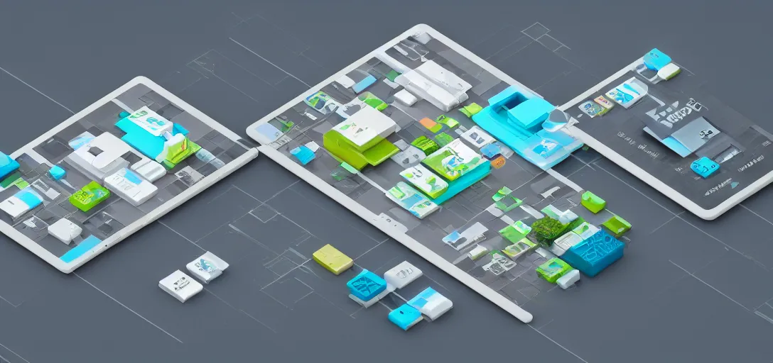 Prompt: Isometric 3d octane render of widgets