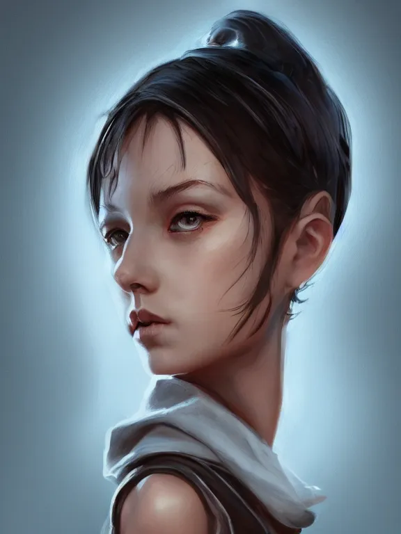 Image similar to portrait android girl with the style of Pascal Blanché, trending on artstation, HD, 4k, 8k