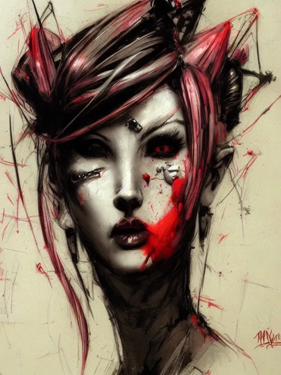 Prompt: jinx ,League of Legends, Guy Denning,trending on artstation