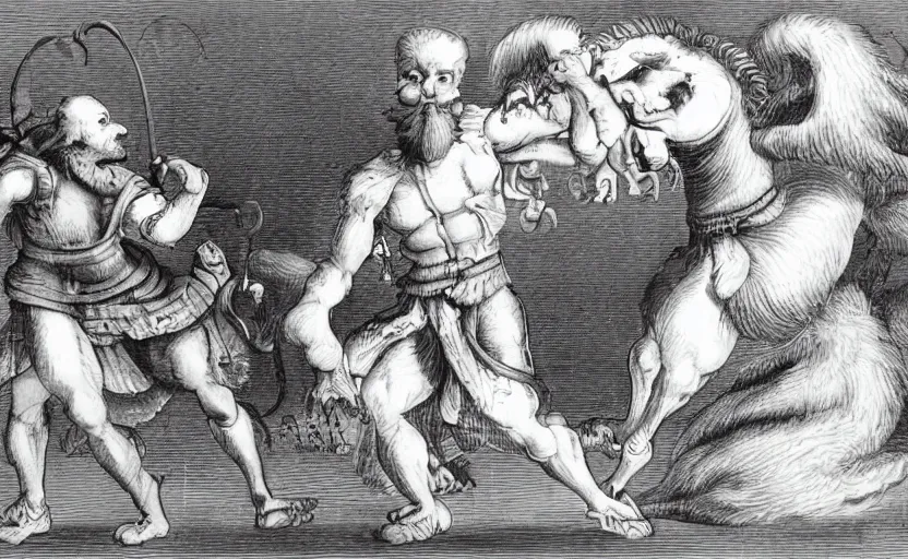 Image similar to anthropomorphic representation of Dall-e 2 fighting anthropomorphic representation of Stable Diffusion