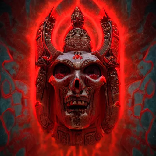 Prompt: the god of the dead, octane render, red, ornate