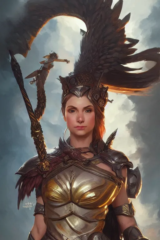 Image similar to amazon valkyrie athena, d & d, fantasy, portrait, highly detailed, headshot, digital painting, trending on artstation, concept art, sharp focus, illustration, art by artgerm and greg rutkowski and magali villeneuve